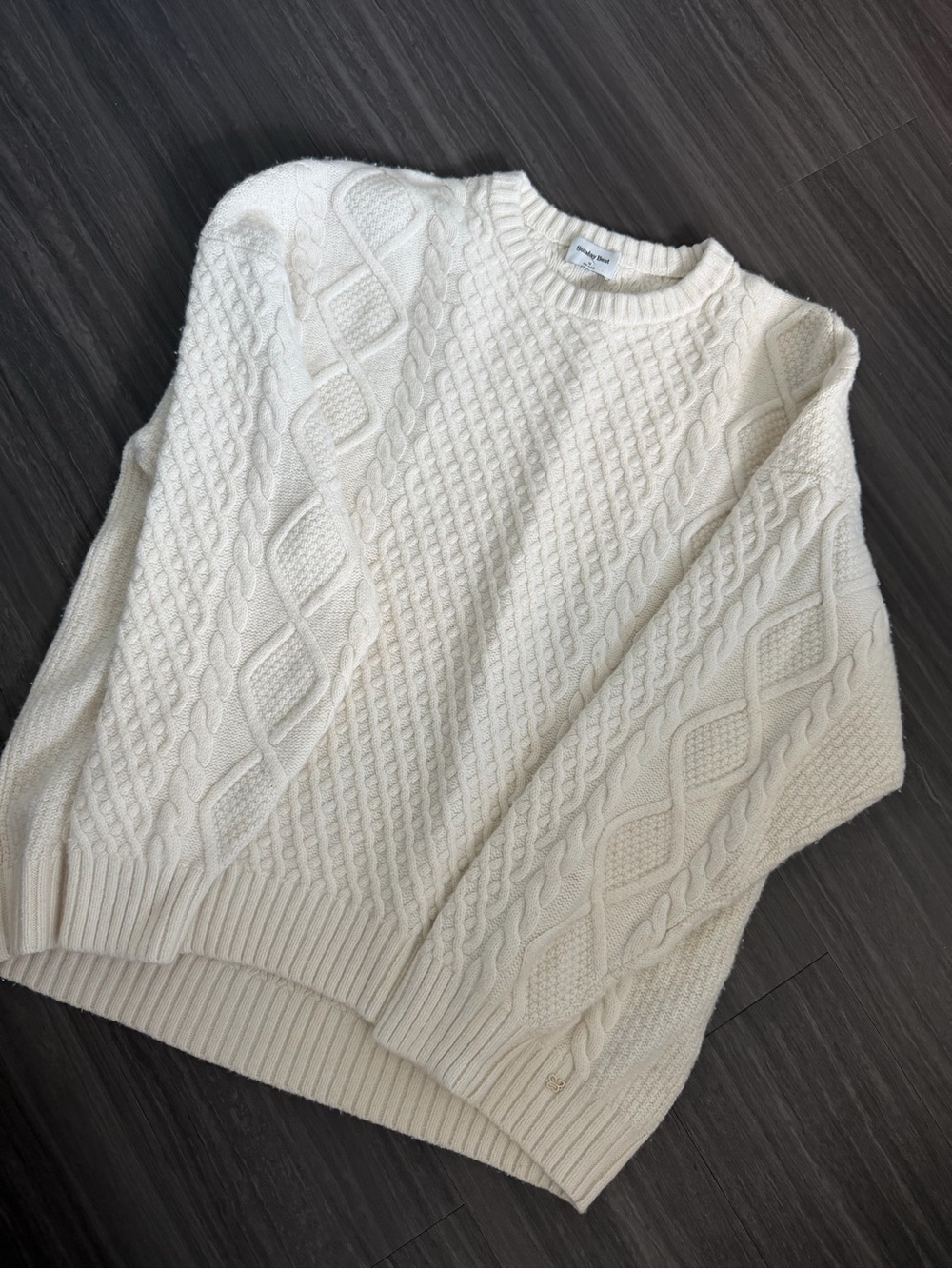 Aritzia Cream Cable Crewneck Sweater - Picture 1 of 2